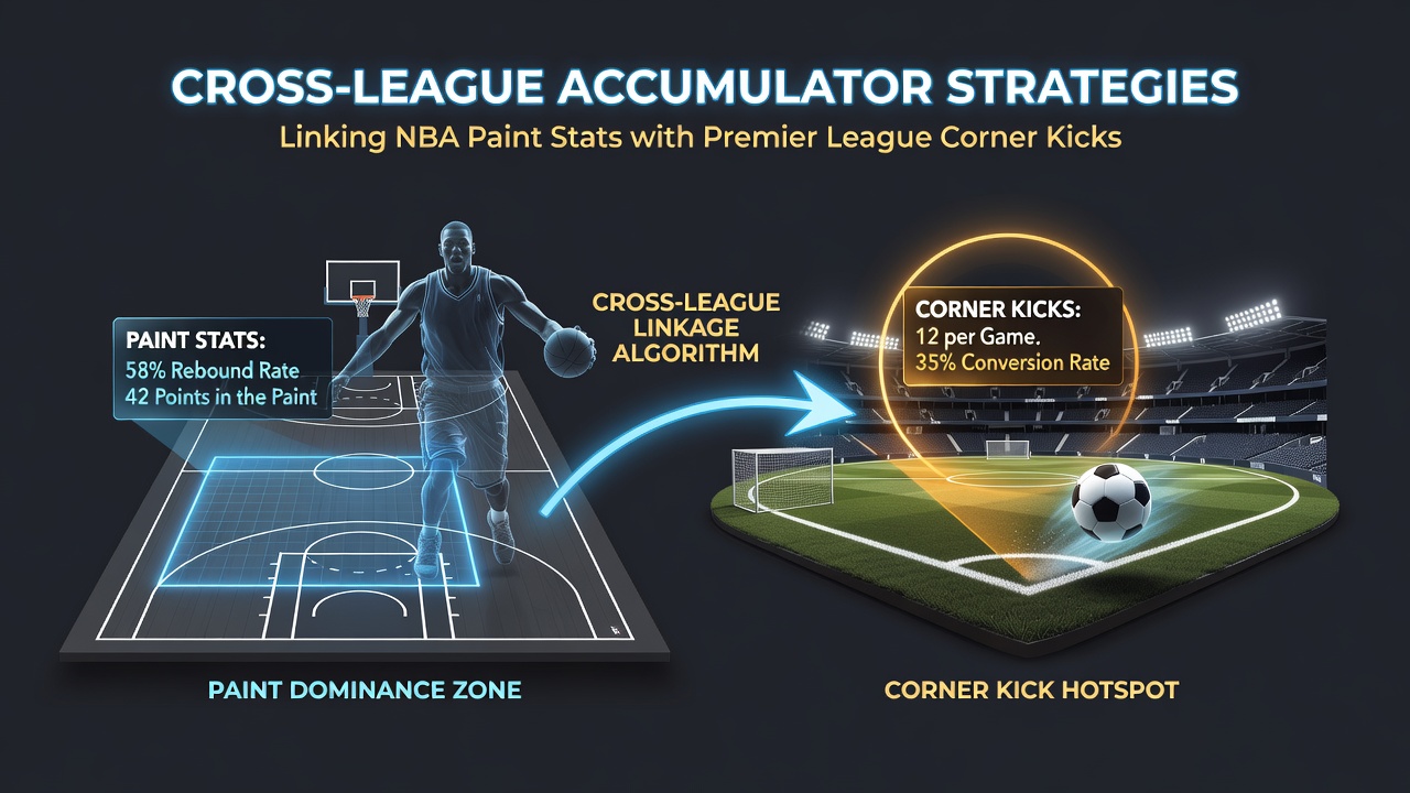 Infographic overlay showing NBA paint points statistics merged with Premier League corner kick frequency charts