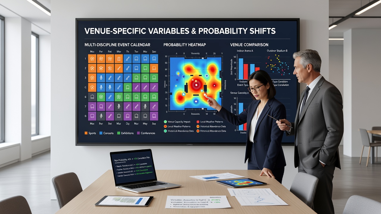 Data visualization of venue-specific performance shifts in multi-sport event timelines