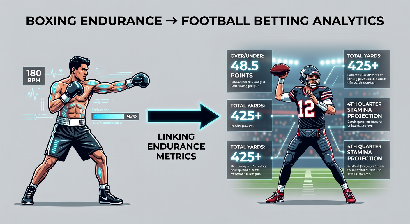 Data visualization showing correlations between boxing round-by-round stats and NFL over/under results