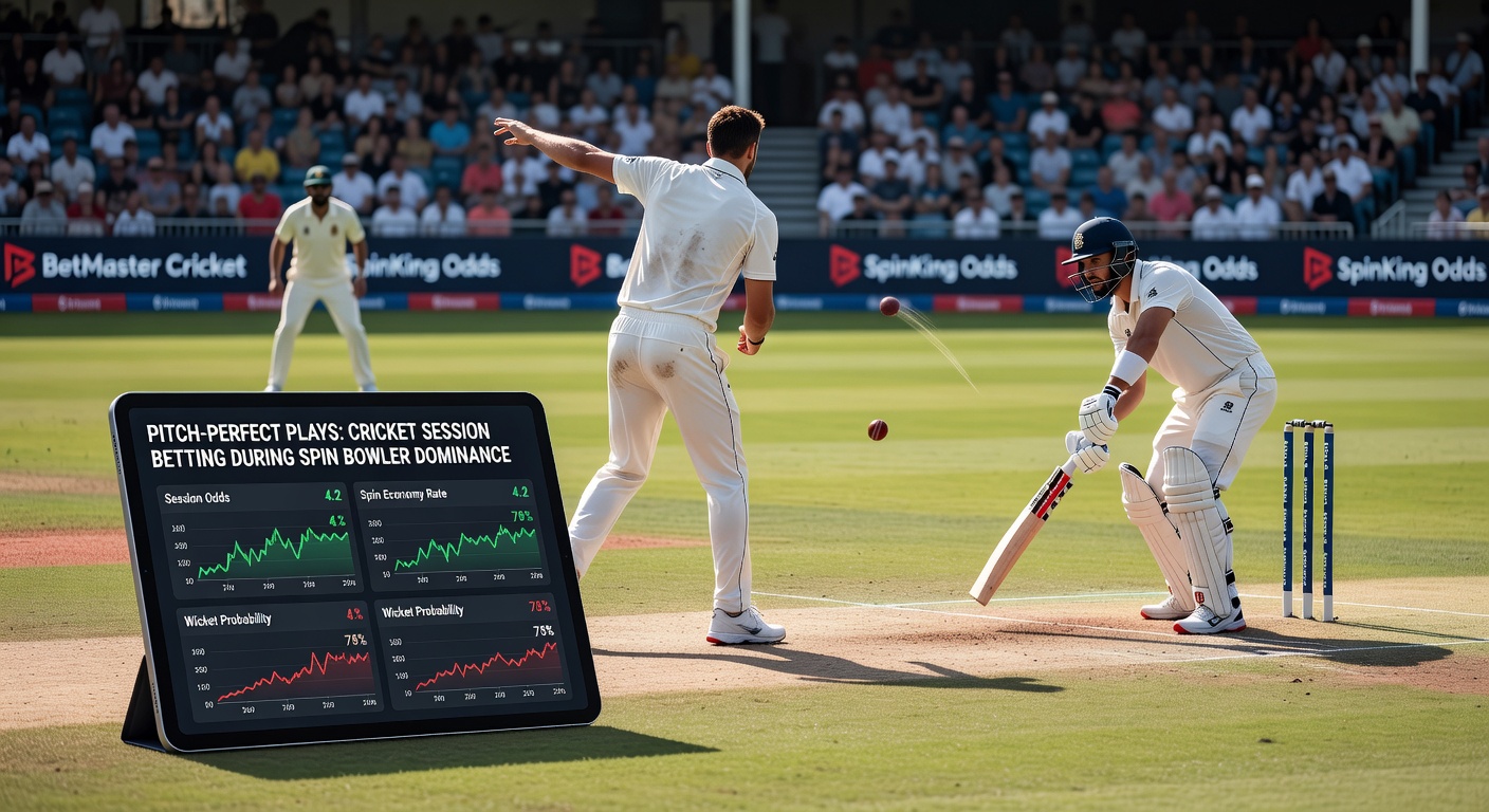 Close-up of a batsman edging a spinning delivery to slip during a tense cricket session, highlighting the bowler's dominance on a worn pitch