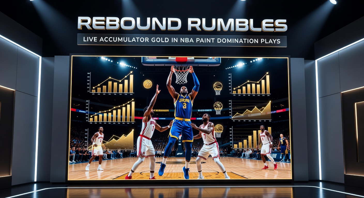 Close-up of an NBA big man securing a crucial offensive rebound amid scrambling defenders in the paint